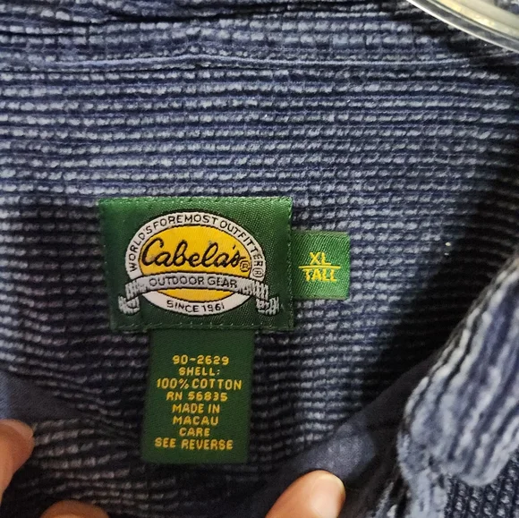 Mens Cabelas Blue Corduroy Button-Up Shirt - Picture 6 of 10